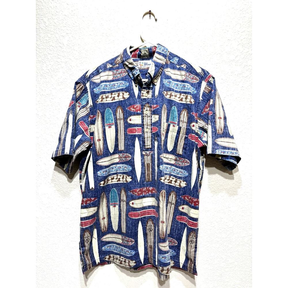 Vintage Reyn Spooner Hawaiian Shirt Surfboards Men sz L Pullover